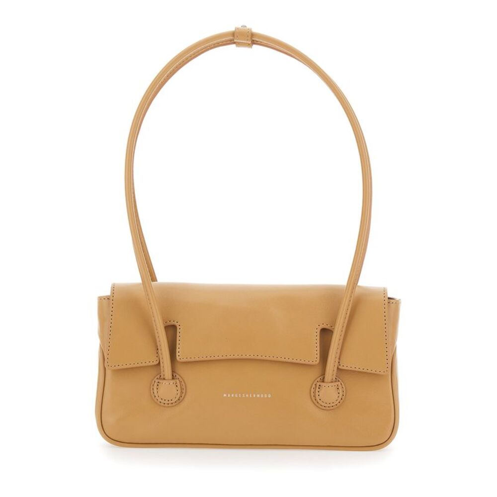 Margesherwood Women Shoulder Bag With Flap In Glossy Leather Beige Woman